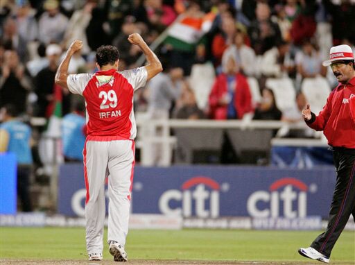 Irfan Pathan reacts as they win the game against the Rajasthan Royals at the Indian Premier League Twenty20 match in Cape Town. (AP Photo) Match 15: MOH vs JAI