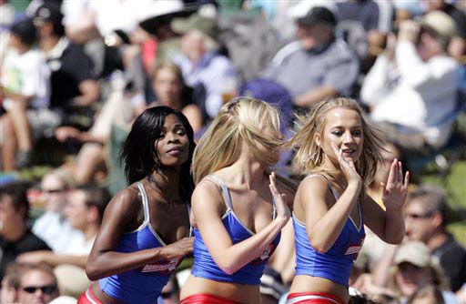 Delhi Daredevils dancers entertain the crowd during the IPL match at the Super Sport Park on Thursday. (AP Photo) Match 21: DEL vs HYD