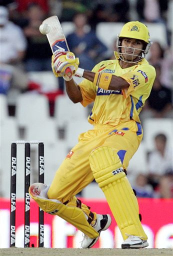 Chennai Super Kings Subramaniam Badrinath plays a shot during the IPL match against the Rajasthan Royals in Pretoria. (AP Photo) Match 22: CSK vs JAI