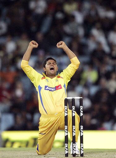 Suresh Raina reacts after appealing successfully for a LBW to dismiss Rob Quiney for 28 runs during their IPL match in Pretoria. (AP Photo) Match 22: CSK vs JAI