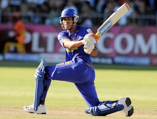Rajasthan Royals' Yusuf Pathan plays a shot during the IPL match against Deccan Chargers at The St. Georges Park in Port Elizabeth on Saturday. (AFP Photo) Match 25: JAI vs HYD