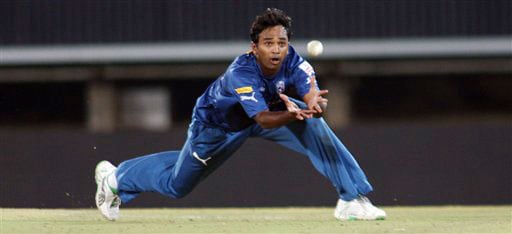 Halhadar Das drops a catch for the dismissal of Jean Paul Duminy during their IPL match in Pretoria. (AP Photo) Match 32: MUM vs HYD