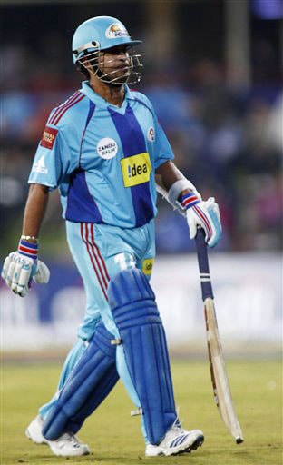 Sachin Tendulkar leaves the ground after his dismissal against during their IPL match in Pretoria. (AP Photo) Match 32: MUM vs HYD