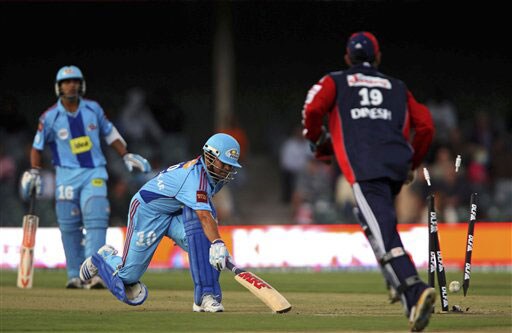 The bails fly off the wicket to dismiss Sachin Tendulkar during the IPL match against Delhi Daredevils in East London. (AP Photo) Match 35: DEL vs MUM