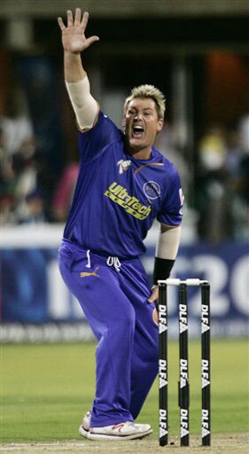 Shane Warne makes an unsuccessful appeal for the dismissal of Matthew Hayden during their IPL match in Kimberley. (AP Photo) Match 37: CSK vs JAI