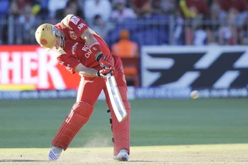 Royal Challengers Bangalore's Mark Boucher plays a shot during the IPL match against Mumbai Indians in Port Elizabeth on Sunday. (AFP Photo) Match 38: MUM vs RCB