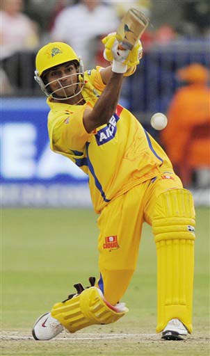 Chennai Super Kings' Subramaniam Badrinath plays a shot during the IPL match against Mumbai Indians at St. George's Park, Port Elizabeth on Saturday. (AFP Photo) Match 47: MUM vs CSK