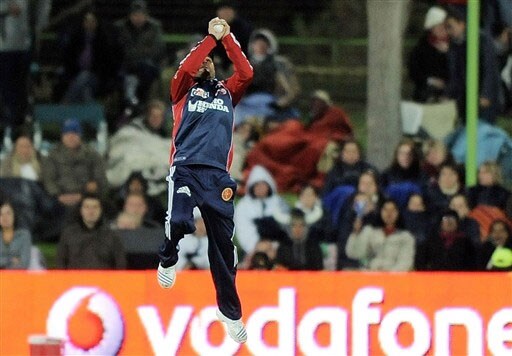 Virender Sehwag takes a catch to dismiss Naman Ojha during their IPL match in Bloemfontein. (AFP Photo) Match 50: DEL vs JAI