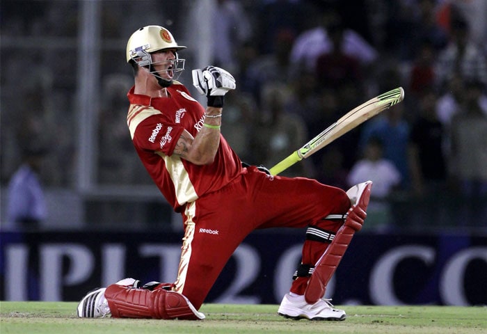Royal Challengers Bangalore's Kevin Pietersen celebrates his team's victory over Kings XI Punjab during their Indian Premier League 3 match in Mohali. (PTI Photo) IPL 3: Punjab vs Bangalore