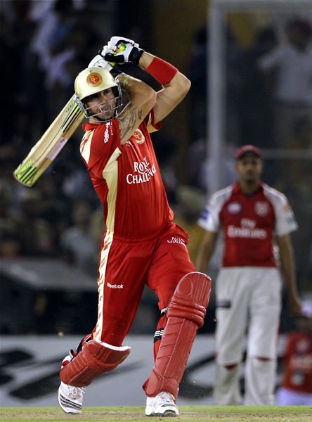 Royal Challengers Bangalore's Kevin Pietersen plays a shot against Kings XI Punjab during the Indian Premier League 3 match in Mohali. (PTI Photo) IPL 3: Punjab vs Bangalore