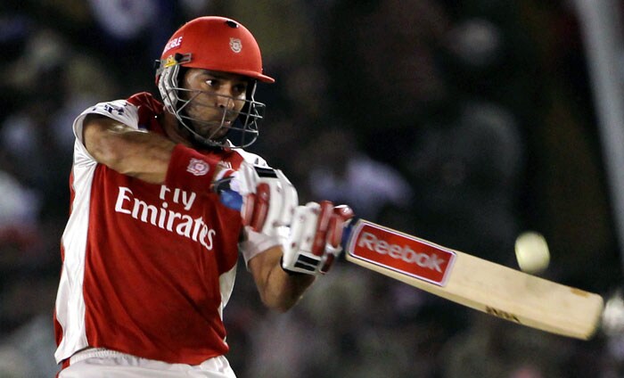 Kings XI Punjab's Yuvraj Singh plays a shot during the Indian Premier League 3 match against Royal Challengers Bangalore in Mohali. (PTI Photo) IPL 3: Punjab vs Bangalore