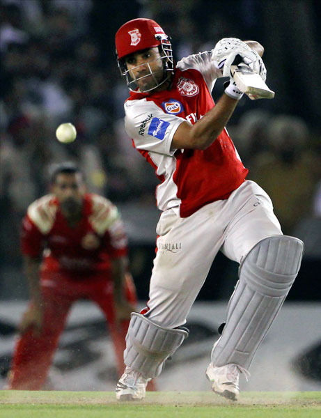 Kings XI Punjab's Ravi Bopara plays a shot during the Indian Premier League 3 match against Royal Challengers Bangalore in Mohali. (PTI Photo) IPL 3: Punjab vs Bangalore