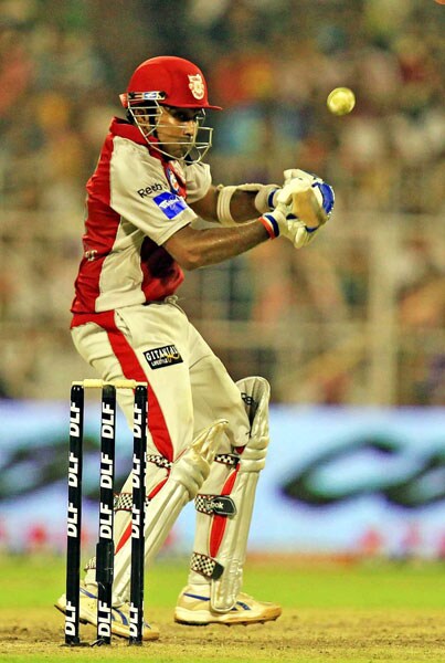 Kings XI Punjab's Mahela Jayawardene plays a shot during the IPL match against Kolkata Knight Riders at Eden Gardens in Kolkata. (PTI Photo) IPL 3: Punjab vs Kolkata