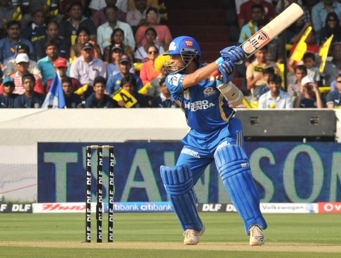 Sachin Tendulkar plays a shot during the IPL Twenty20 match between Deccan Chargers and Mumbai Indians at the Rajiv Gandhi International Stadium in Hyderabad. (AFP Photo) IPL 4: Mumbai vs Deccan