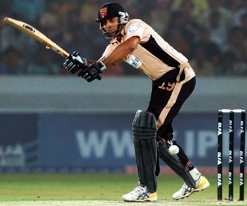 Hyderabad captain VVS Laxman played some silky strokes during his innings of 48. (PTI Photo) 19th Match: Deccan Chargers vs Kings XI