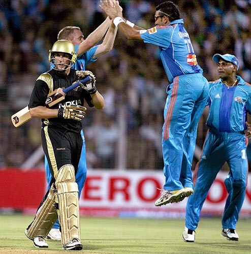 Shaun Pollock for his performance was given the 'Man of the Match' award. (PTI Photo) 38th Match: Mumbai Indians vs Kolkata Knight Riders