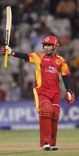 Young batsman Sreevats Goswami displayed fine temperament to make a fifty on his IPL debut for Bangalore. — <i>PTI Photo</i> 43rd Match: Bangalore Royal Challengers vs Delhi Daredevils