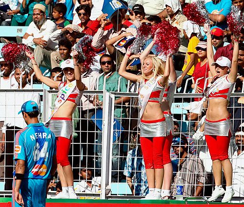 Kings XI Punjab's cheergirls perform during the IPL match at Wankhede Stadium in Mumbai. (PTI Photo) 45th Match: Kings XI Punjab vs Mumbai Indians