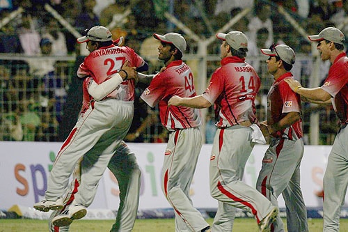 Kings XI Punjab players celebrate their victory as they beat Mumbai Indians by 1 run. (PTI Photo) 45th Match: Kings XI Punjab vs Mumbai Indians