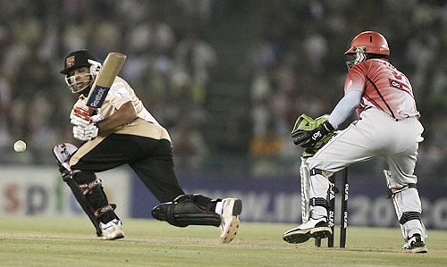 Rohit Sharma plays a shot during the IPL match against Kings XI Punjab at PCA Stadium in Mohali. (PTI Photo) 48th Match: Kings XI Punjab vs Deccan Chargers