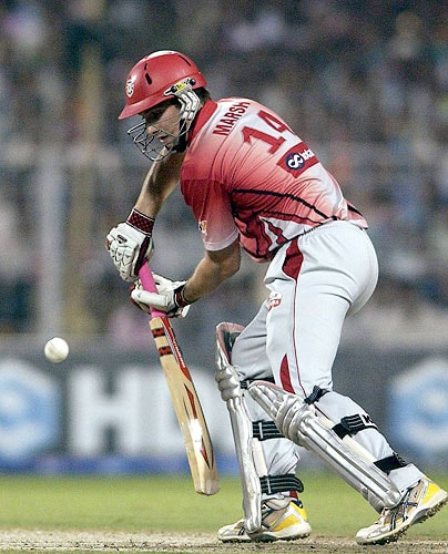 Shaun Marsh of the Kings XI Punjab team plays a shot during the IPL match against Kolkata Knight Riders at Eden Gardens in Kolkata. (PTI Photo) 52nd Match: Kolkata Knight Riders vs Kings XI Punjab