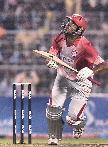 Kings XI Punjab captain Yuvraj Singh plays a shot during IPL match aganist Kolkata Knight Riders at Eden Gardens in Kolkata. (PTI Photo) 52nd Match: Kolkata Knight Riders vs Kings XI Punjab