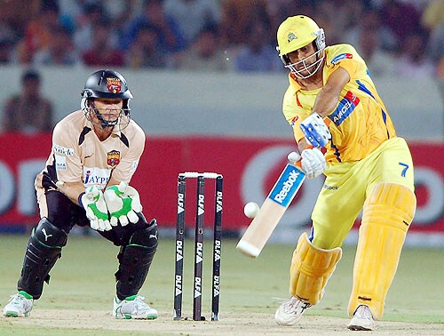 MS Dhoni along with Raina added 55 runs against Deccan Chargers for the third wicket. — <i>PTI Photo</i> 54th Match: Chennai Super Kings vs Deccan Chargers