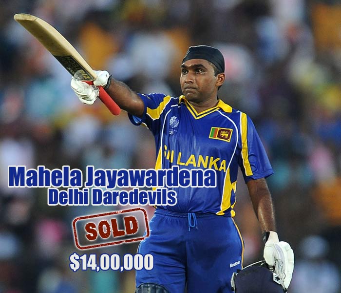 Mahela Jayawardena's class continues to find franchises in awe. He went to Delhi Daredevils for $1.4 million. IPL Auction 2012: Millions for Jadeja, Vinay, Jayawardena