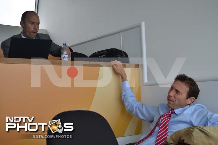 Michael Atherton and Nasser Hussain in their candid moods inside the commentary box ahead of the ICC Champions Trophy opener between India and South Africa. Excitement high among fans and alike ahead of Champions Trophy opener