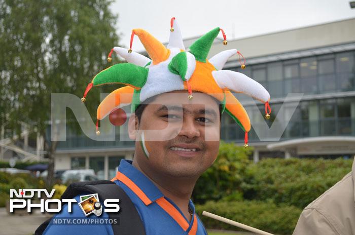 A fan shows his support with the customary painted tricolour on the cheek. Excitement high among fans and alike ahead of Champions Trophy opener