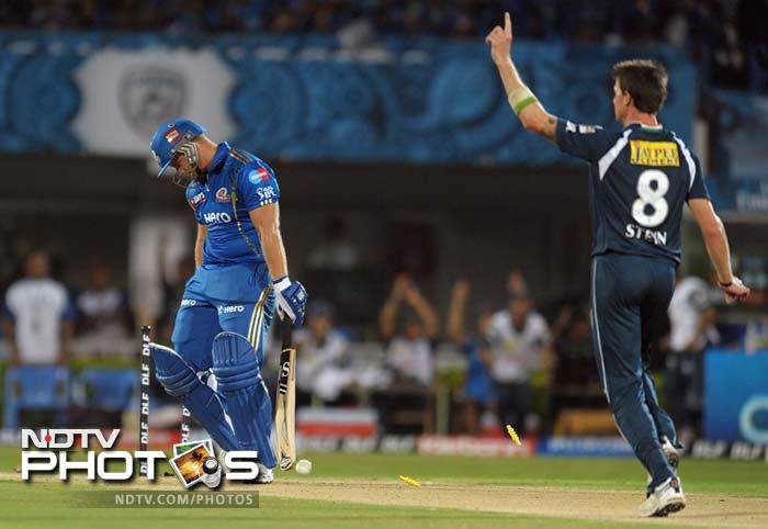 If Munaf wrecked havoc in the beginning, it was Dale Steyn for Chargers who bowled at ferocious pace to rattle Mumbai. (AFP PHOTO / Noah SEELAM) IPL 5: Mumbai defeat Deccan in a thriller