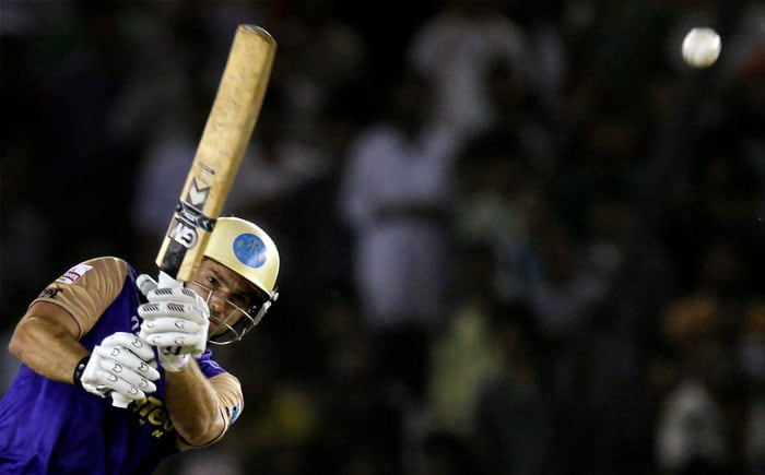 Rajasthan Royals' batsman Michael Lumb plays a shot against Kings XI Punjab during the Indian Premier League 3 match in Mohali on Wednesday. (PTI Photo) IPL 3: Mohali vs Rajasthan