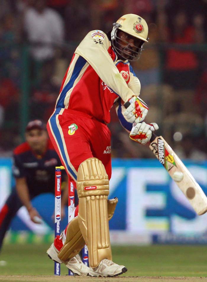 Chris Gayle delighted his home fans with two sixes in his 13-run knock but Gaylestorm was calmed by Morne Morkel. (BCCI image) How Bangalore prevailed over Delhi in Super-Over finish