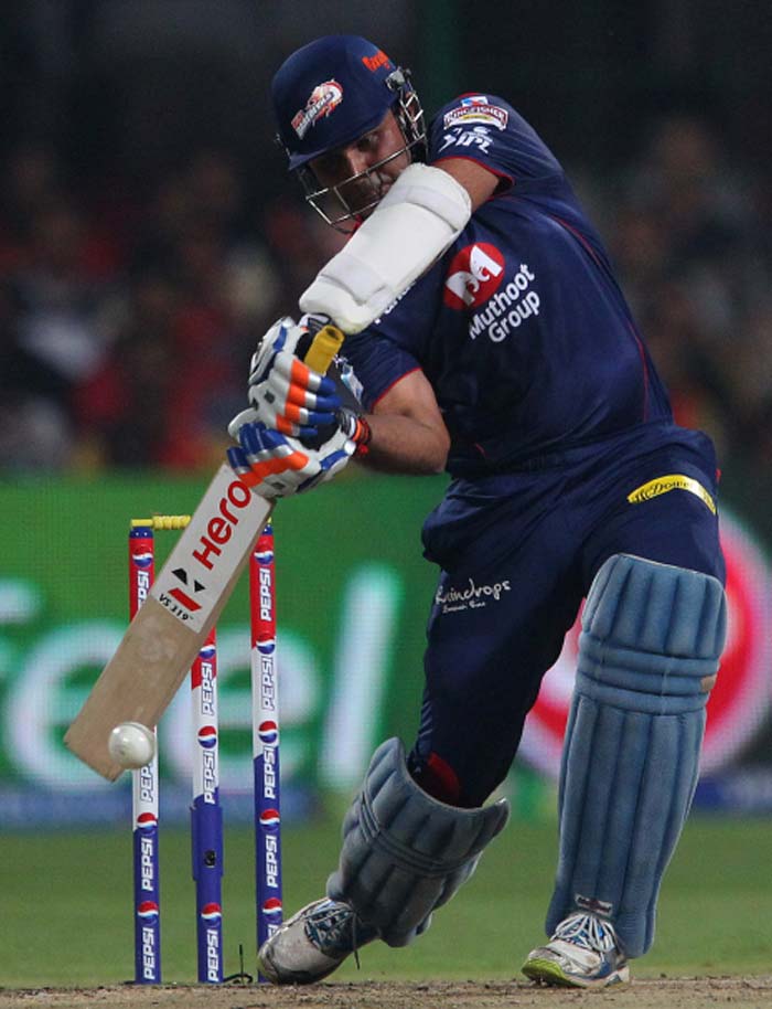 Virender Sehwag gave Delhi a brisk start after being put into bat. Just when it seemed that Sehwag was finding his feet, he lobbed a simple catch to mid-wicket to be out for 25. Sehwag played 23 balls in his innings punched with 4 fours. (BCCI image) How Bangalore prevailed over Delhi in Super-Over finish