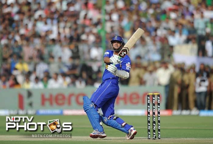 The start for the Royals was far from good as the onus of scoring fell on Dravid after Ajinkya Rahane was run-out. (AFP PHOTO/SAJJAD HUSSAIN) IPL 5: Rajasthan Royals crush Kolkata Knight Riders