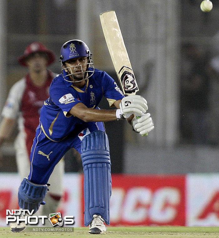 It all started with Rahul Dravid giving the Rajasthan Royals the perfect base. Scoring 46 off 39 balls, the veteran batsman slammed 8 boundaries. (AFP PHOTO/RAVEENDRAN) Rajasthan Royals thrash Kings XI Punjab