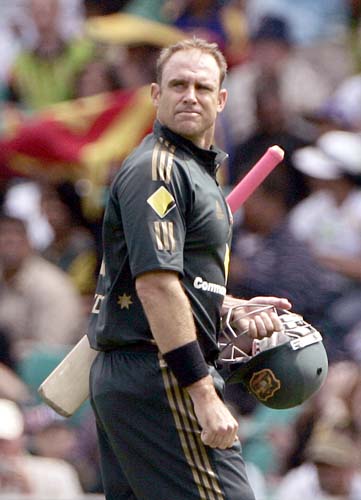Matthew Hayden walks off after he was caught out against Sri Lanka at the Sydney Cricket Ground on Friday, February 8, 2008, during their one-day international cricket match. 3rd Match: Aus-Lanka