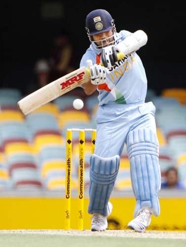 Sachin Tendulkar in action during their One-Day cricket international against Sri Lanka in Brisbane on Tuesday, February 5, 2008. 2nd Match: India-Lanka