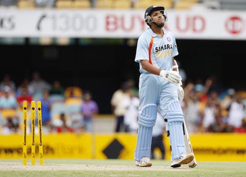 Rohit Sharma reacts after he was dismissed during their One-Day cricket international against Sri Lanka in Brisbane on Tuesday, February 5, 2008. 2nd Match: Ind vs SL