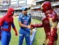 Photo : Super Heroes in action - Spiderman, Iron Man and Rohit Sharma!