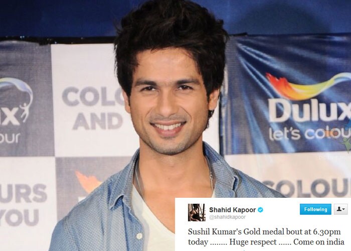 <b>Shahid Kapoor</b>: Sushil Kumar's Gold medal bout at 6.30pm today ........ Huge respect ...... Come on india