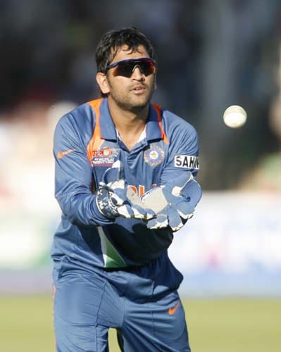 Mahendra Singh Dhoni pictured during a game against New Zealand at Lords in London on Monday. The Twenty20 Cricket World Cup begins on Friday and will be played at Lord's, the Oval and at Trent Bridge grounds. India are the defending World Twenty20 champions after winning the inaugural edition in South Africa two years ago. (AFP Photo) India vs NZ warm-up match