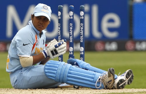 Amita Sharma is seen during her team's defeat to New Zealand in their ICC World Twenty20 Women's semi-final match at Trent Bridge. (AP Photo) WT20: NZ vs IND