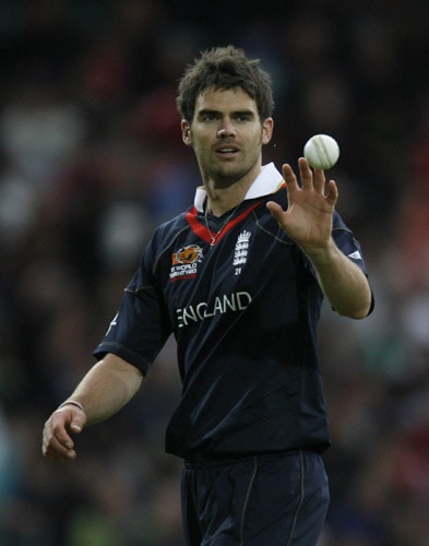 James Anderson plays against Pakistan during their ICC World Twenty20 Cup match at the Oval ground in London. (AFP Photo) WT20: ENG vs PAK