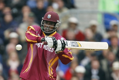 Chris Gayle of the West Indies bats during their ICC World Twenty20 match against Australia at The Oval in London. (AFP Photo) WT20: AUS vs WI