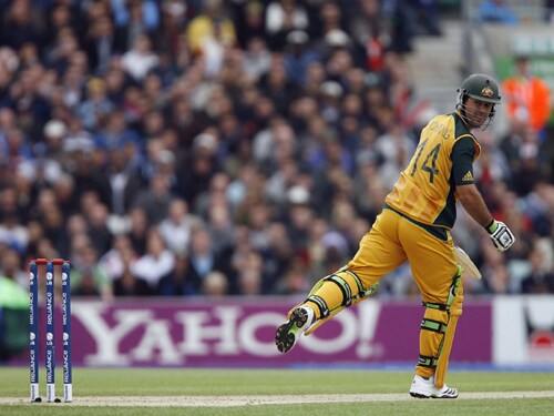 Ricky Ponting of Australia is lbw to Jerome Taylor during their ICC World Twenty20 match against the West Indies at The Oval in London. (AFP Photo) WT20: AUS vs WI