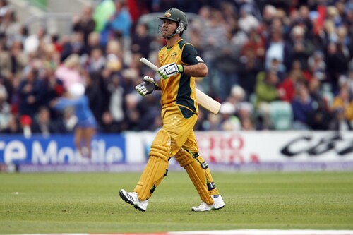 Ricky Ponting of Australia walks off after being lbw to Jerome Taylor during their ICC World Twenty20 match against the West Indies at The Oval in London. (AFP Photo) WT20: AUS vs WI