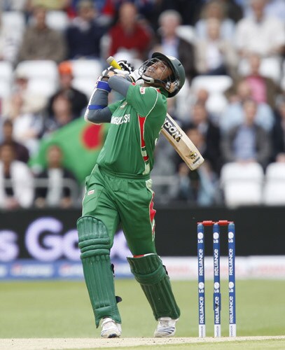 Zunaed Siddique skies the ball as he loses his wicket to a catch by Jeremy Bray off the bowling of Trent Johnston during their World Twenty20 cup match at Trent Bridge ground in Nottingham. (AP Photo) WT20: BAN vs IRE