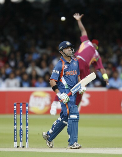 Gautam Gambhir avoids getting caught out whilst batting against the West Indies during the ICC World Twenty20 match at Lord's in London. (AFP Photo) WT20: IND vs WI