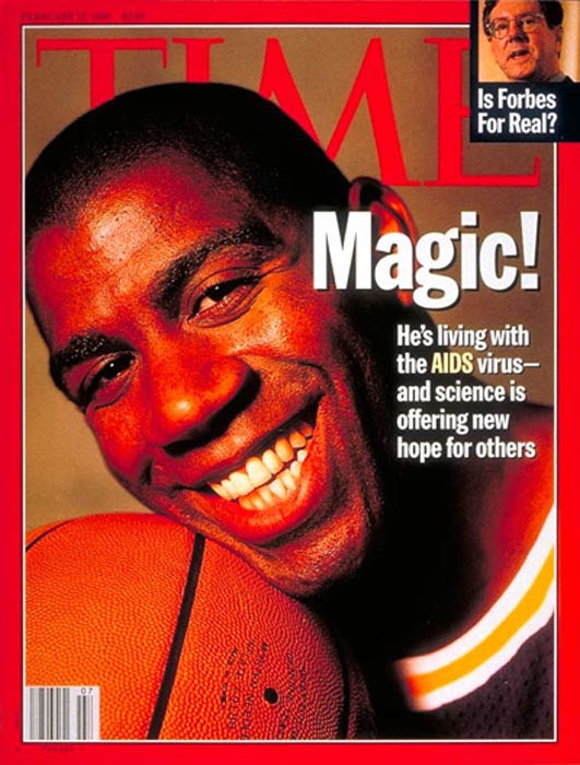 Basketball player <b>Earvin Johnson</b> hogged the Time's cover for his battle against the AIDS. No wonder he was called Magic Johnson. (Image Courtesy: Time Magazine)